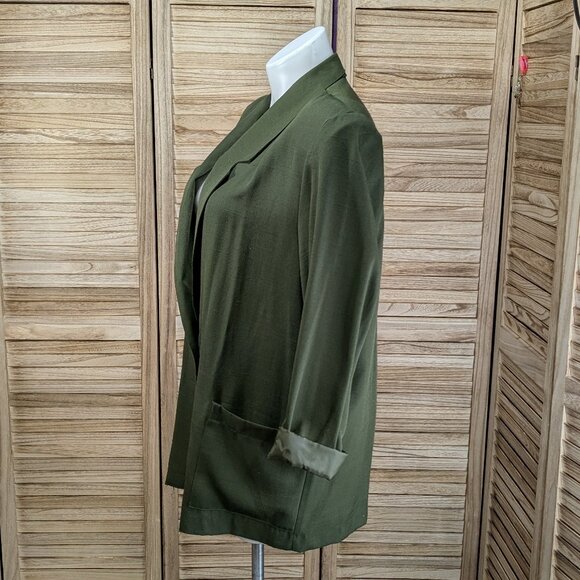 Sellecca VINTAGE Olive Green Blazer with Gold Button Shoulder Pads Size 18 - Picture 5 of 10